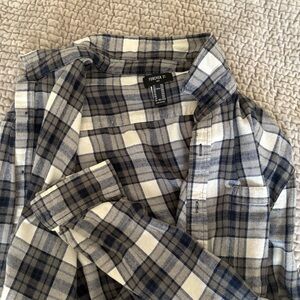 Men’s Forever 21 Blue and White Plaid Shirt size XXL